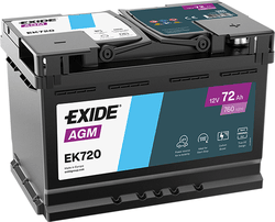 Exide Štart-stop AGM 12V 72Ah, EK720 Exide Štart-stop AGM 12V 72Ah, EK720